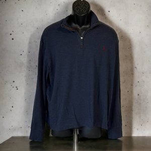 Polo by Ralph Lauren 1/4 Zip Pullover Sweater, Solid Blue, XL (P112323-6)